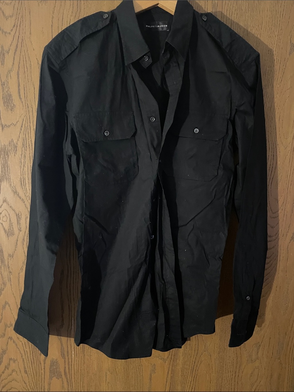Ralph Lauren Black Military-Style Button Shirt Jacket